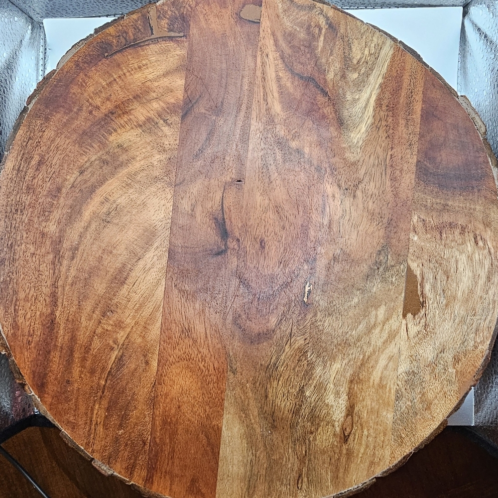 Wooden tray/ cheese platter lazy Susan dark brown 12.5 in